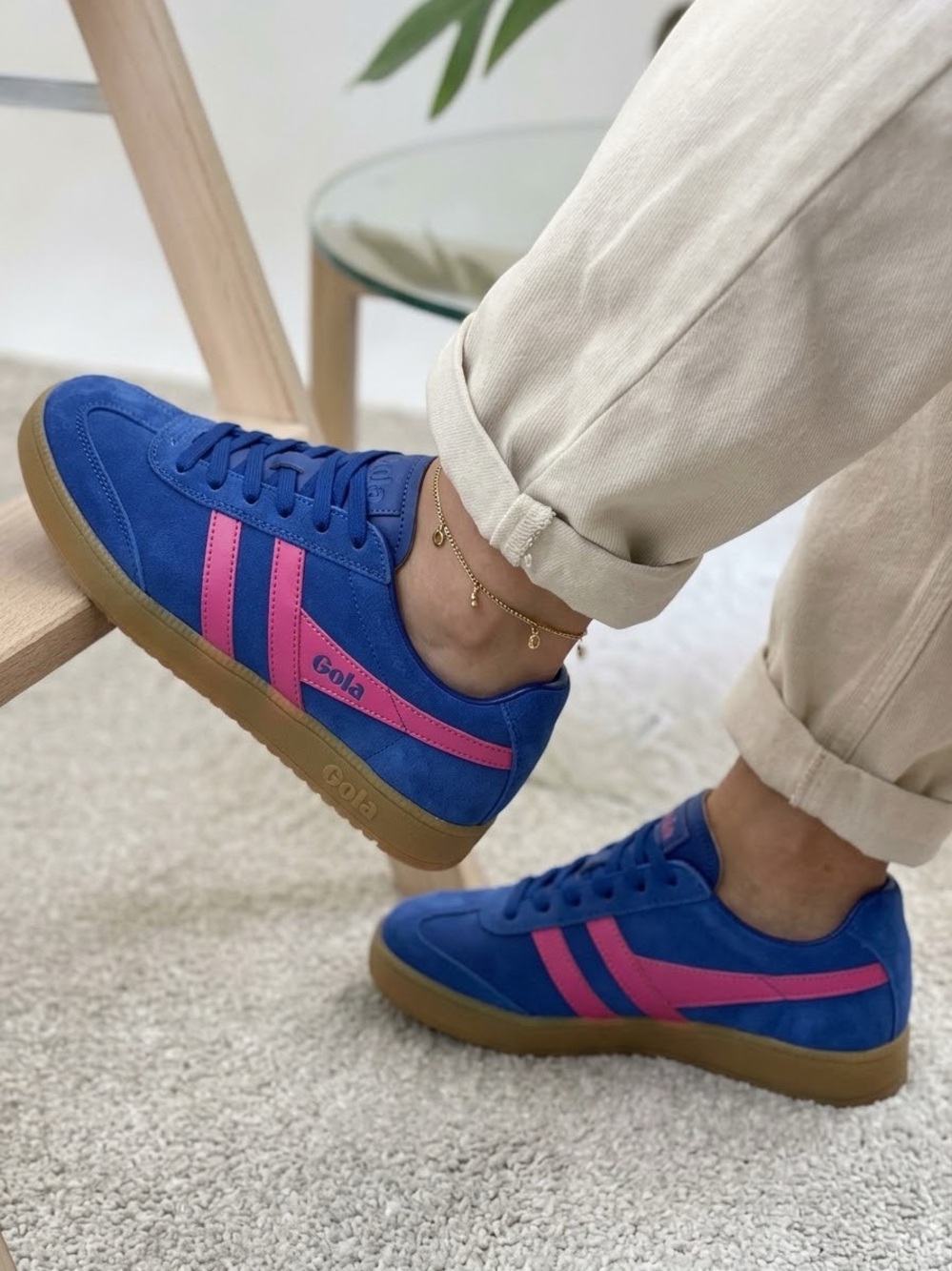 Gola Viper Sneakers Blue Pink Suede Gum Sole 90768060 Womens Size 9 NIB Box